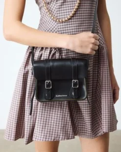Bolso bandolera de piel de 18 cm in Negro