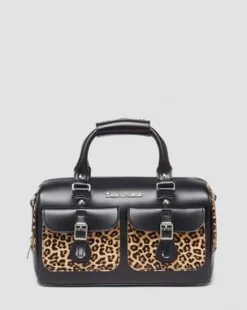 Bolso de Hair-On con estampado de leopardo y asas in Negro