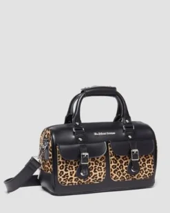 Bolso de Hair-On con estampado de leopardo y asas&nbsp;&nbsp;&nbsp; in Negro