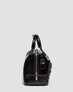 Bolso de piel Distressed Patent con asa superior in Negro