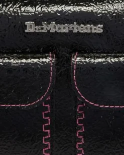 Bolso de piel Distressed Patent con asa superior in Negro