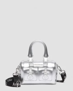 Bolso mini con asa de charol metalizado in Plateado