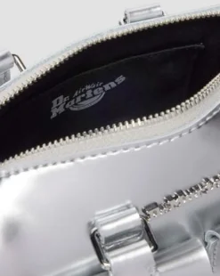 Bolso mini con asa de charol metalizado in Plateado