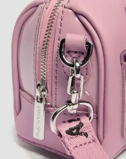 Bolso mini de charol con asa superior in Rosa Empolvado