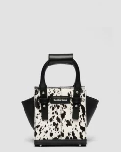 Bolso mini de piel Hair On con estampado dálmata in Crema & Negro