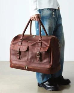 Bolso Weekender de piel blanda in Anacardo