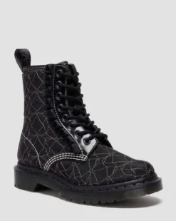 Bota 1460 Frill de piel in Negro