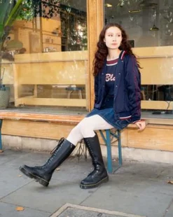 Botas altas 1B60 Bex de piel Pisa in Negro