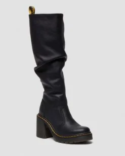 Botas altas con tacón Kasey de piel Virginia in Negro