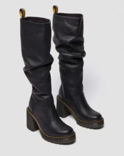 Botas altas con tacón Kasey de piel Virginia in Negro