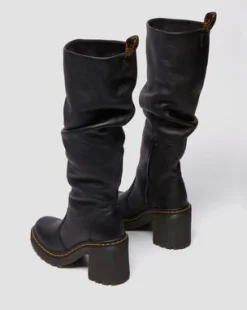 Botas altas con tacón Kasey de piel Virginia in Negro