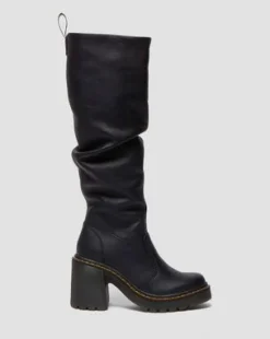 Botas altas con tacón Kasey de piel Virginia in Negro