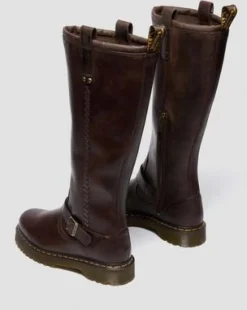 BOTAS ALTAS MOTERAS ANISTONE DE PIEL CRAZY HORSE&nbsp; in Marrón Oscuro