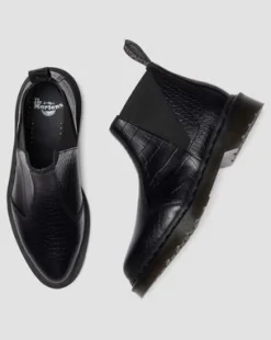 Botas Bianca II de piel repujada con efecto cocodrilo in Negro