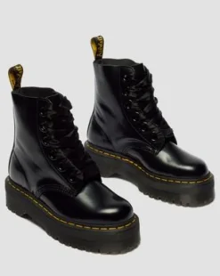 Botas con plataforma Molly en piel in Negro