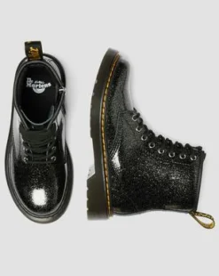 BOTAS 1460 DE CHAROL CON PURPURINA PARA JUNIOR in Negro & Plateado