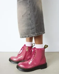 BOTAS 1460 DE CHAROL CON PURPURINA PARA JUNIOR in Rosa, Plateado & Dorado