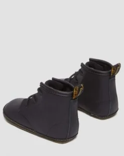 Botas 1460 de piel Auburn para recién nacidos in Negro