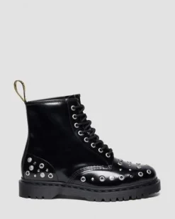 BOTAS 1460 DE PIEL BUTTERO CON TACHUELAS in Negro