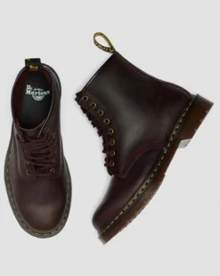 Botas 1460 de piel Crazy Horse in Rojo Cereza