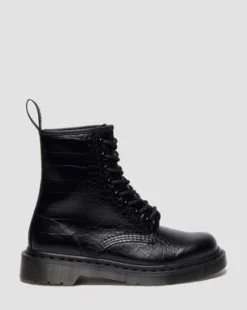 Botas 1460 de piel efecto cocodrilo in Negro