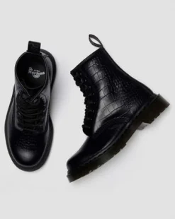 Botas 1460 de piel efecto cocodrilo in Negro