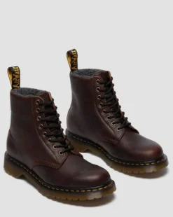 Botas 1460 de piel Grizzly con forro de borreguillo in Marrón Oscuro