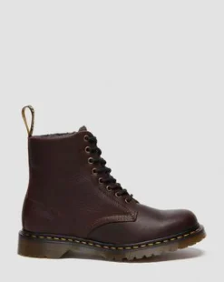 Botas 1460 de piel Grizzly con forro de borreguillo in Marrón Oscuro