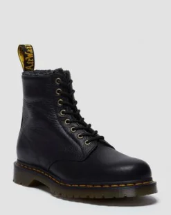Botas 1460 de piel Grizzly con forro sintético in Negro