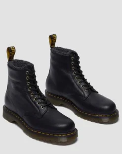 Botas 1460 de piel Grizzly con forro sintético in Negro