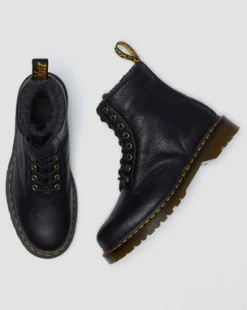 Botas 1460 de piel Grizzly con forro sintético in Negro