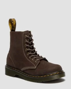 Botas 1460 de piel Tumbled Nubuck para junior in Marrón Oscuro