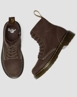 Botas 1460 de piel Tumbled Nubuck para junior in Marrón Oscuro