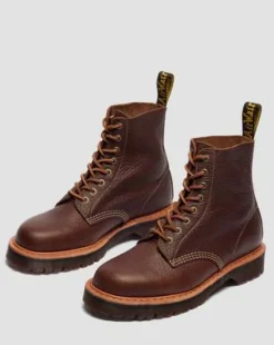 Botas 1460 de piel Wild Grain in Marrón Sepia