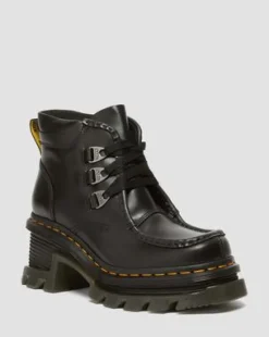Botas de tacón Corran de piel Atlas con 3 ojales in Negro