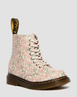 Botas 1460 Floral de piel para niños in Color Crema