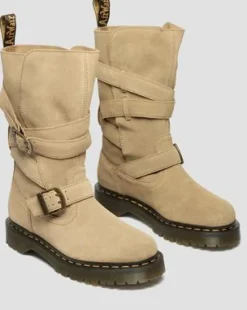 Botas moteras Anistone de ante con 2 tiras in Ambrato