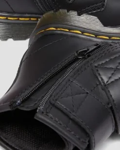 Botas 1460 para niños de piel con correa con velcro in Negro