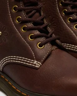 Botas 1460 Pascal de piel Flower Grizzly in Marrón Oscuro