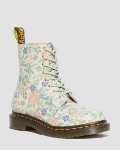 Botas 1460 Pascal Floral de piel in Color Crema