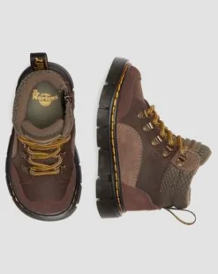 Botas Raffe de piel y ante para niños in Marrón Oscuro