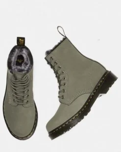 Botas 1460 Serena de piel Nobuk con forro sintético in Nickel Grey