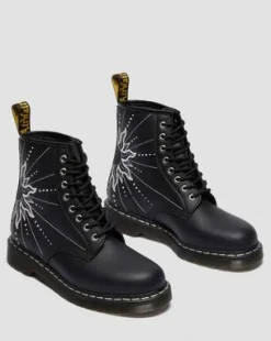 Botas 1460 Solar Flare de piel reacondicionada in Negro & Blanco