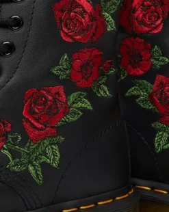 Botas 1460 Vonda de piel con bordado floral in Negro