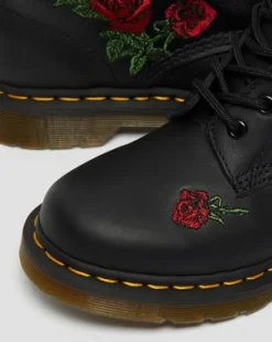 Botas 1460 Vonda de piel con bordado floral in Negro