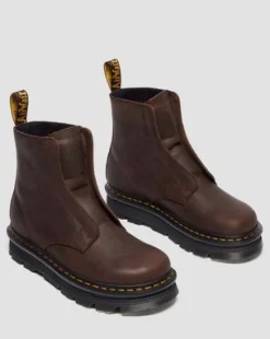 BOTAS ZEBZAG LACELESS DE PIEL in Marrón Oscuro