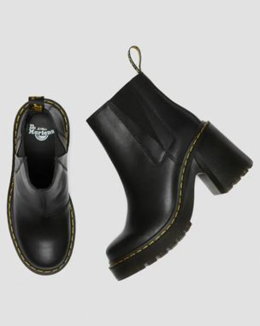 Botines Chelsea de tacón ancho Spence en piel in Negro