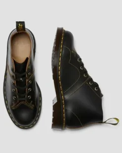 Botines Church Vintage en piel con puntada amarilla in Negro