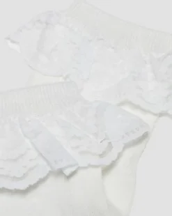 Calcetines de algodón ecológico con volantes in Blanco