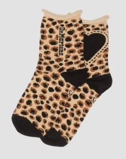 Calcetines de mezcla de algodón Leopard Heart in Cámel Claro